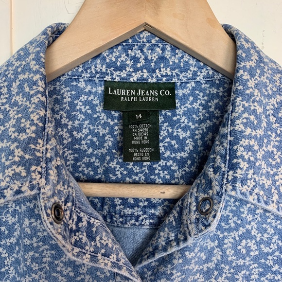 Lauren Jeans Co floral denim shirt snap buttons - Picture 3 of 6